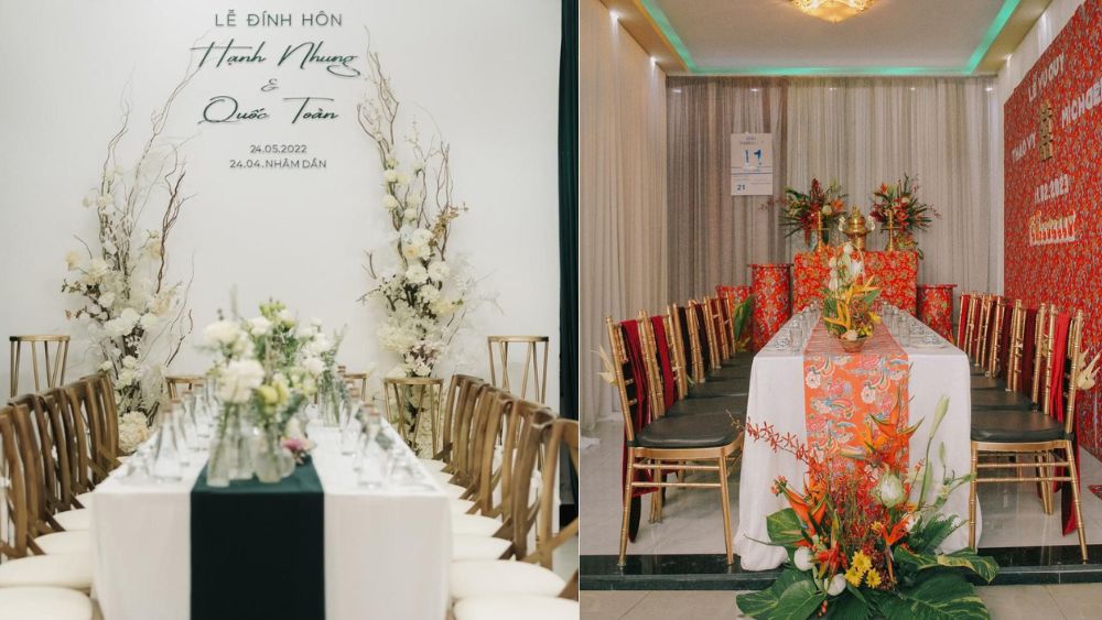 Lễ ăn hỏi đẹp - 3. Chọn tone trắng kem cho không gian nhỏ